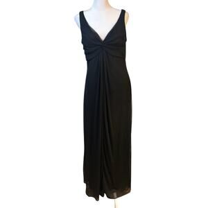 Alex Evenings Black‎ Chiffon V-neck and Back Sleeveless Long Gown Size 10